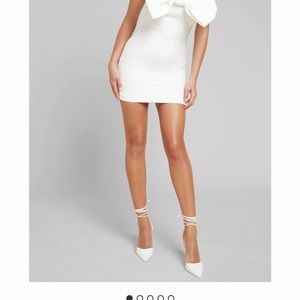 White bow dress worn for my bachelorette! From Runaway label! So cute!